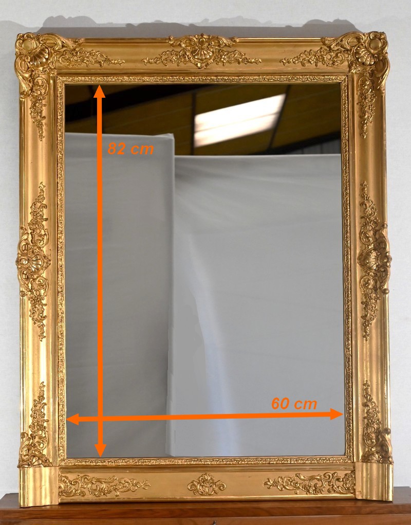 Grand Miroir Rectangle Cadre Bois Doré Sculpté - 80x60 Cm - Déco Ancienne