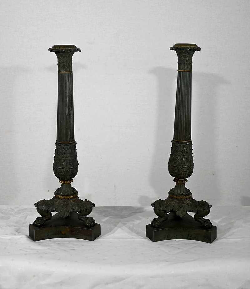 Paire De Lampes De Table Art Déco – Forme Chandelier, Régule Bronze, Doré