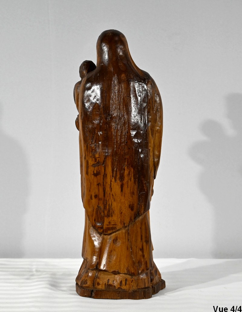 Ancienne Sculpture En Bois Vierge à L'Enfant - XIXème Siècle - Bon état
