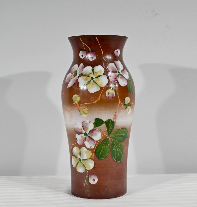 Art Nouveau French Sevres Painted Porcelain Gilt Bronze Luster Vase Circa 1900 e