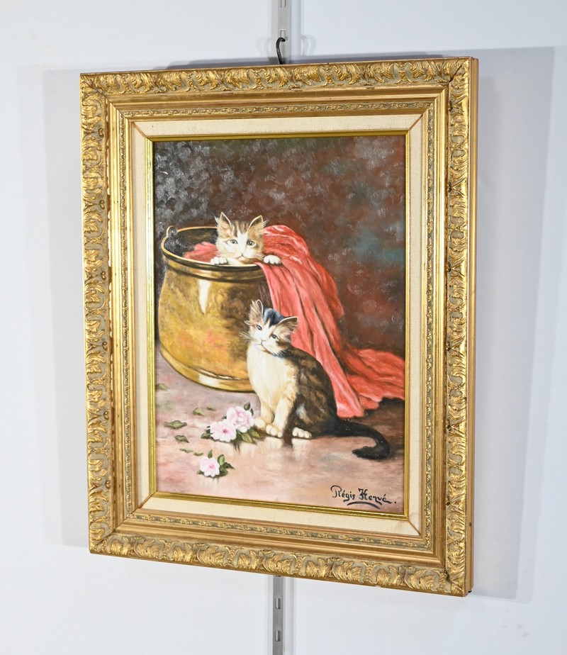 Tableau Original Huile Sur Toile Signé R. DUBOUT - Deux Hommes Aux Boucliers - Art Abstrait 1940-60