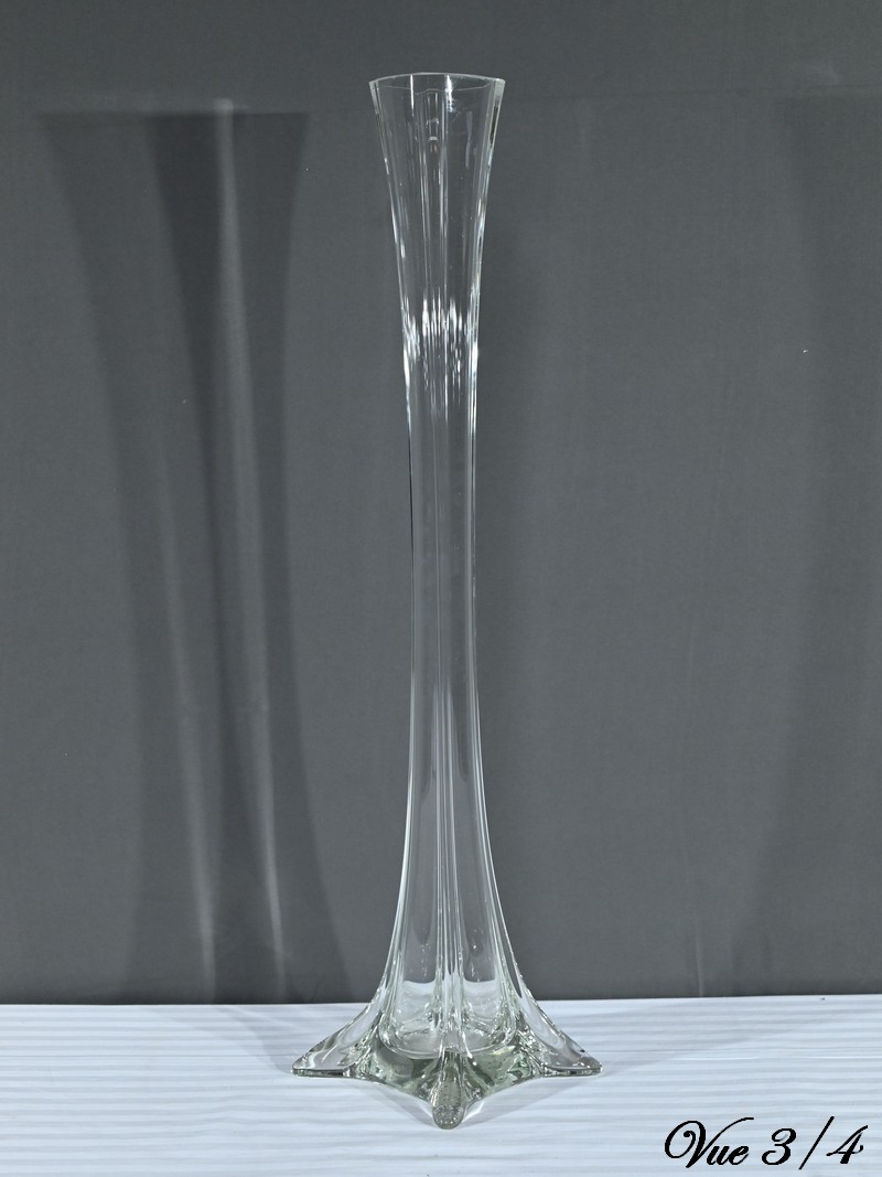 Vintage. Grande coupe en cristal moulé. Motifs floraux