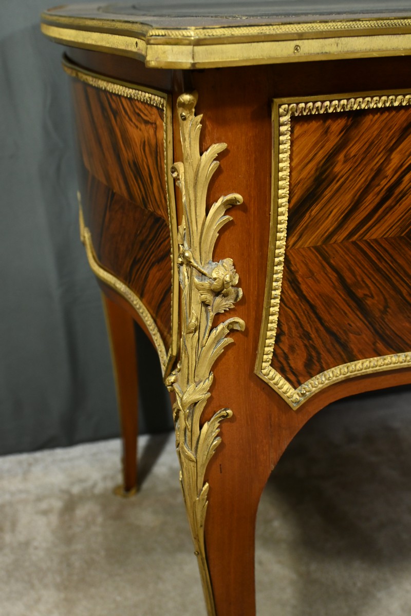 Buvard Ancien De Bureau - Style Napoléon III - Bois Et Bronze - Petite Taille (10x5cm) - France