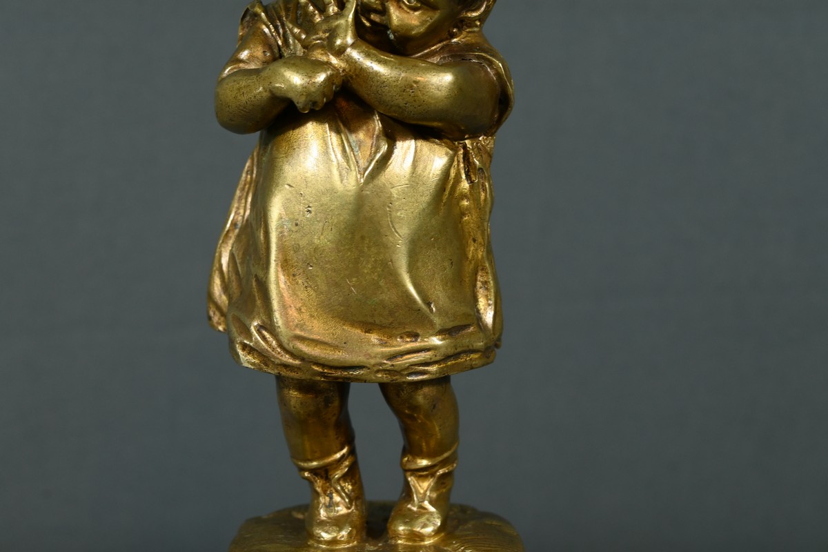 Personnage sur socle poly or x2 H. 32cm
