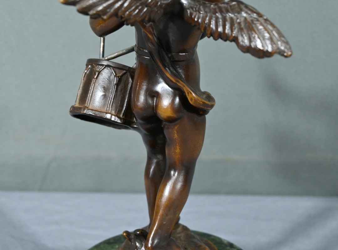 Sculpture Bronze Putto Jouant De La Batterie - Réplique Design Rétro, Décoration, 1.26kg